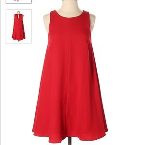 Red dress. game day dress. shift dress.